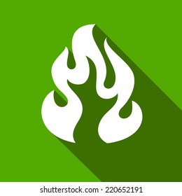 Fire flames, set icons with shadow on a square shape-05