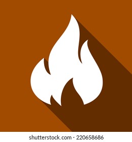 Fire flames, set icons with shadow on a square shape-14