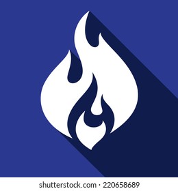 Fire flames, set icons with shadow on a square shape-13