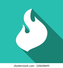 Fire flames, set icons with shadow on a square shape-12