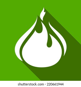 Fire flames, set icons with shadow on a square shape-19