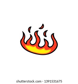 Fire flames, set icons, vector illustration. Cartoon Fire Flames Set Light Effect for Web, Game Design Flat Style.