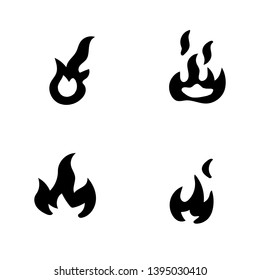 Fire flames, set icons, vector illustration. Cartoon Fire Flames Set Light Effect for Web, Game Design Flat Style.