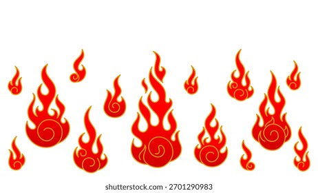 fire flames set illustration. Chinese New Year background. vector eps