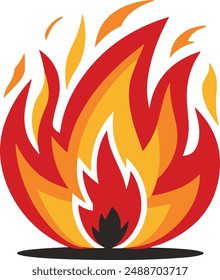 Fire flames set isolated illustration