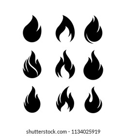 Fire flames, fire set Logo design inspiration vector icons