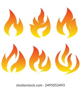 Fire flames, set Logo, inspiration burning inferno igniting icon vector.