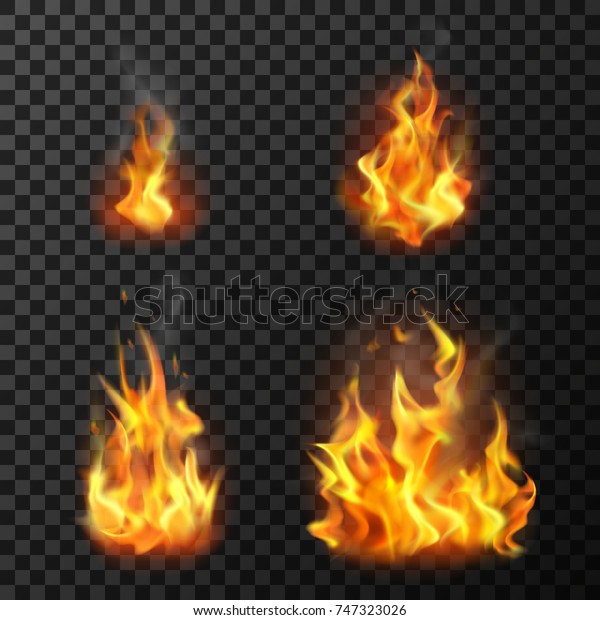 Fire Flames Set Realistic Vector Illustration Stock Vector Royalty Free