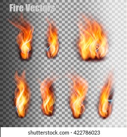 Fire flames set. Vector.