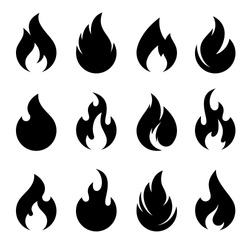 Fire Flames, Set Vector Icons