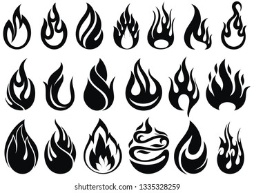 Set Silhouettes Campfire Collection Burning Bonfire Stock Vector ...