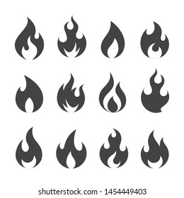 Fire flames, set vector icons