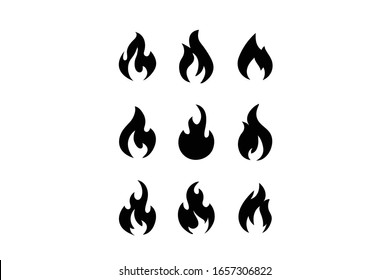 Fire flames, set vector icons