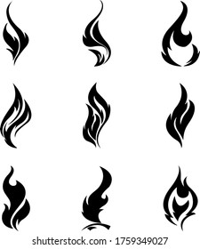 Fire flames, set vector fire Icons