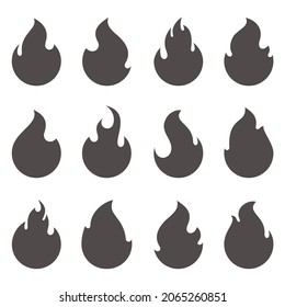 Fire flames, set vector icons.