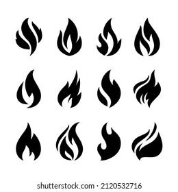 Fire flames set vector icons