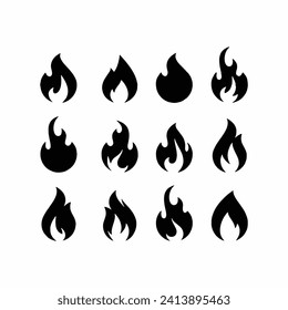 Fire flames, set vector icons