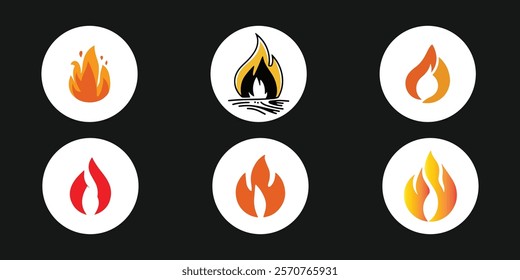 Fire flames, set vector icons Fire and flames outline