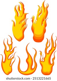 Fire flames set vector illustration