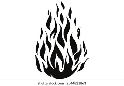 Fire Flames Silhouette - Bold Flame Vector Outline for Designs.