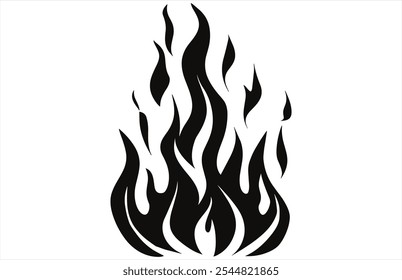 Fire Flames Silhouette - Bold Flame Vector Outline for Designs.