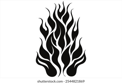 Fire Flames Silhouette - Bold Flame Vector Outline for Designs.