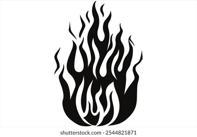 Fire Flames Silhouette - Bold Flame Vector Outline for Designs.