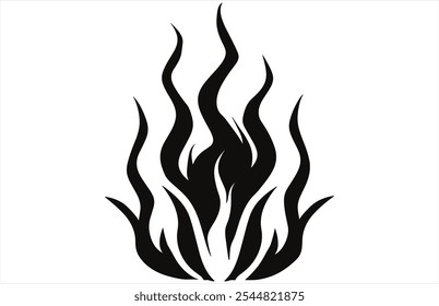 Fire Flames Silhouette - Bold Flame Vector Outline for Designs.