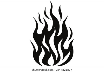 Fire Flames Silhouette - Bold Flame Vector Outline for Designs.