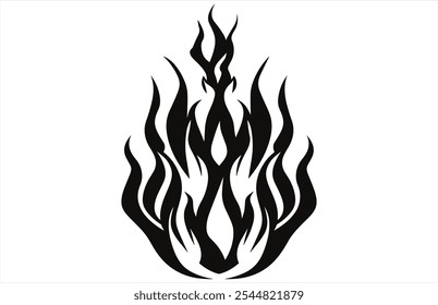 Fire Flames Silhouette - Bold Flame Vector Outline for Designs.