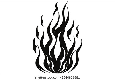 Fire Flames Silhouette - Bold Flame Vector Outline for Designs.