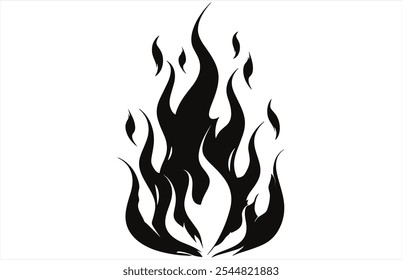 Fire Flames Silhouette - Bold Flame Vector Outline for Designs.