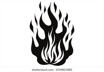 Fire Flames Silhouette - Bold Flame Vector Outline for Designs.