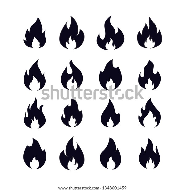 Fire Flames Silhouette Flaming Campfire Hot Stock Vector (Royalty Free ...