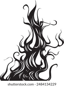 Fire flames silhouette on white background