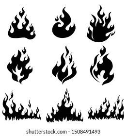 Fire Flames Silhouette Set Vector Stock Vector (royalty Free 