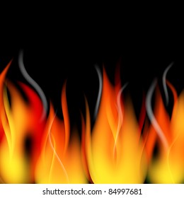 Fire flames and smoke vector background