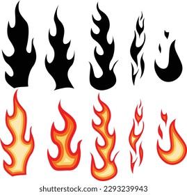 fire flames symbol  icon illustrations vector set