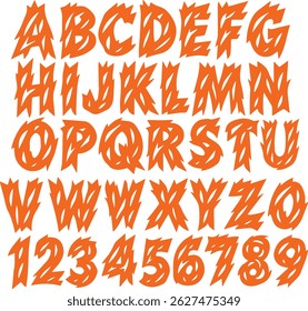  Fire flames typography font lettering ABC cartoon vector text