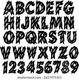 Fire flames  typography font lettering ABC cartoon vector text