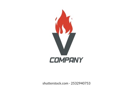 llamas de fuego V letra roja diseño de icono de logotipo de alfabeto con color NEGRO CLARO para empresas y empresas