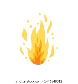 Fire flames vector icon in cartoon style. Flame, fireball illustration.