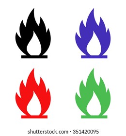 fire flames vector icon - colored set