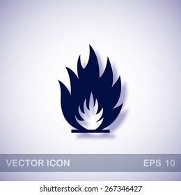 Fire flames vector icon - dark blue illustration with blue shadow