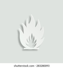 Fire Flames Vector Icon - Paper Illustration