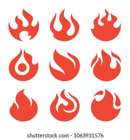 Fire flames vector icon set