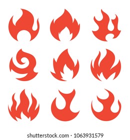 Fire flames vector icon set