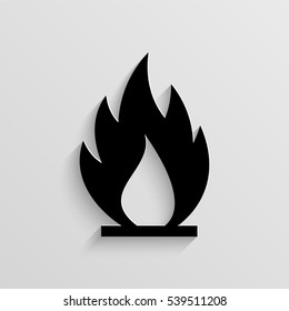 Fire flames vector icon with  shadow