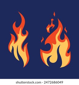 Fire flames vector, Illustration of fire flame 2D retro style design