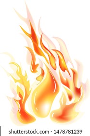 Fire flames vector illustration isolated.